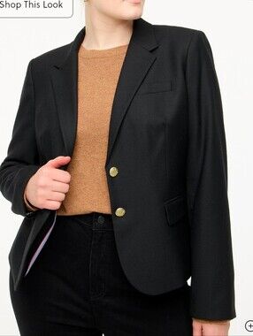 J.Crew Schoolboy Blazer Jacket in Black Classic Style Gold buttons Size 24